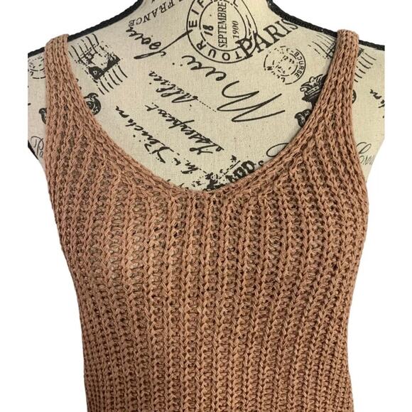 Moon & Madison Crocheted Tank Top Cropped V-neck Coco Brown Light women’s small - Picture 7 of 9
